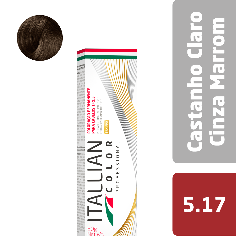 TINTA 5.17 ITALLIAN COLOR 60G CASTANHO CLARO CINZA MARROM